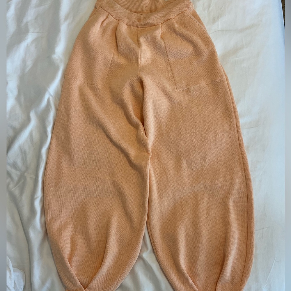 Free People coral pinky orange barrel linen pants